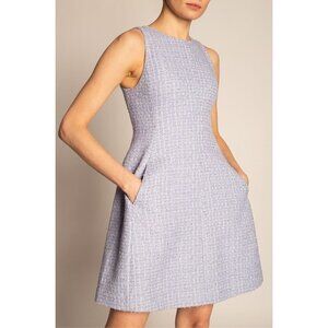 Emporio Armani Sleeveless Tweed Dress Blue Womens Size IT 44 US 8